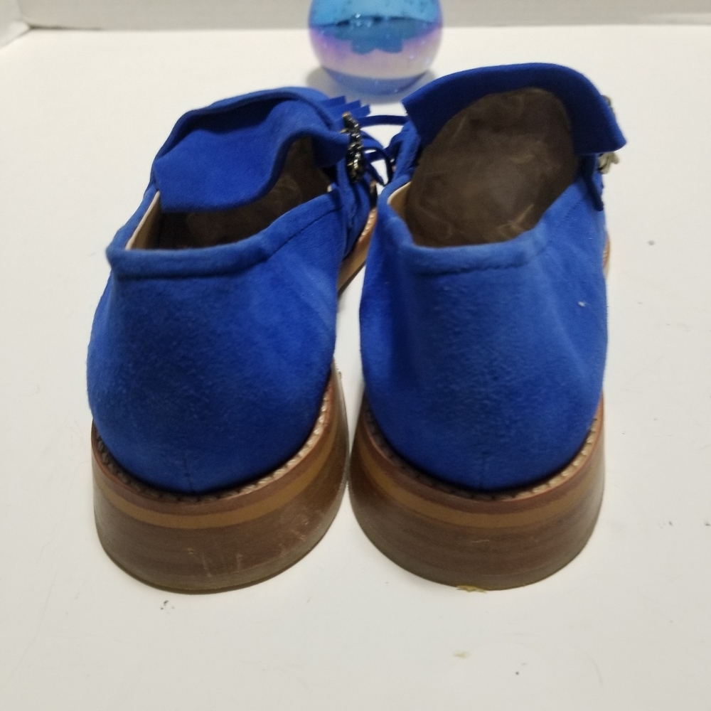 🆕️ Scotch & Soda LOEL Fringe Blue Suede Loafers Flats Leafs Shoes EU 37 - Picture 7 of 13